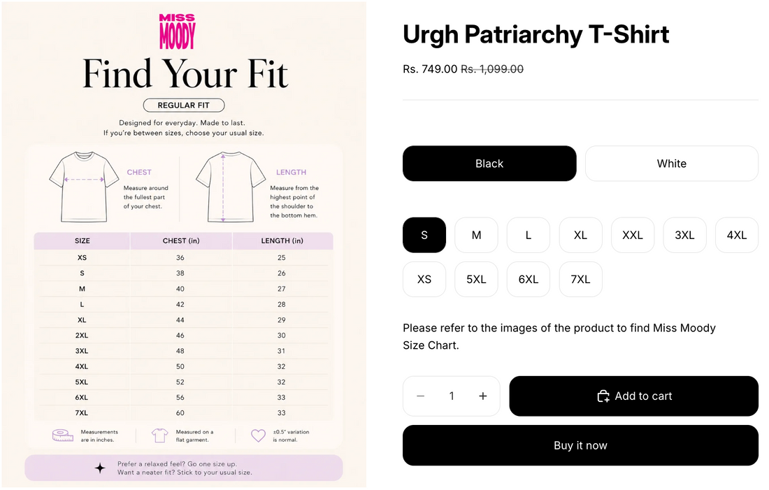 XXXL T-Shirts for Women in India | Miss Moody